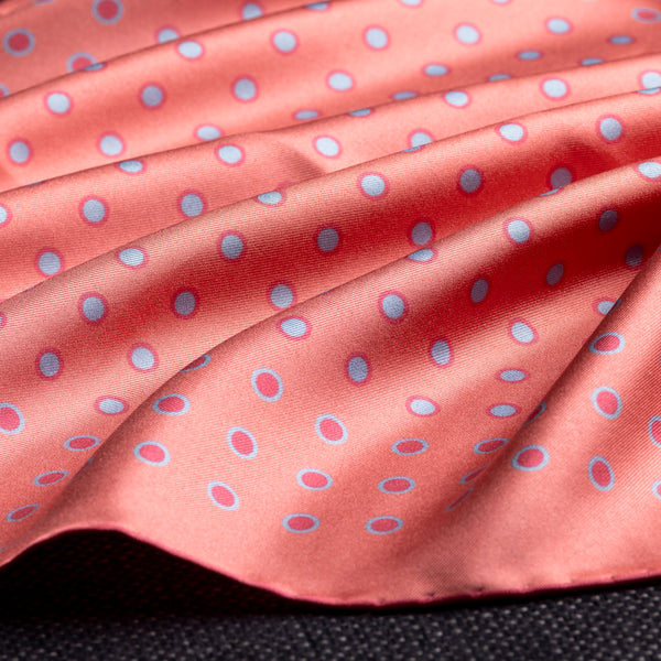 'Luna' polka dot silk pocket square in dusky pink by Otway & Orford