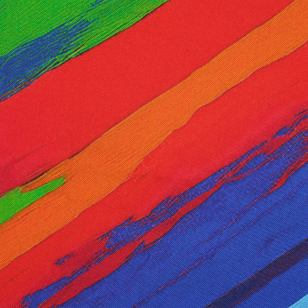 'Taverners' Celebration' striped silk pocket square in red, green, blue & orange (42 x 42cm)